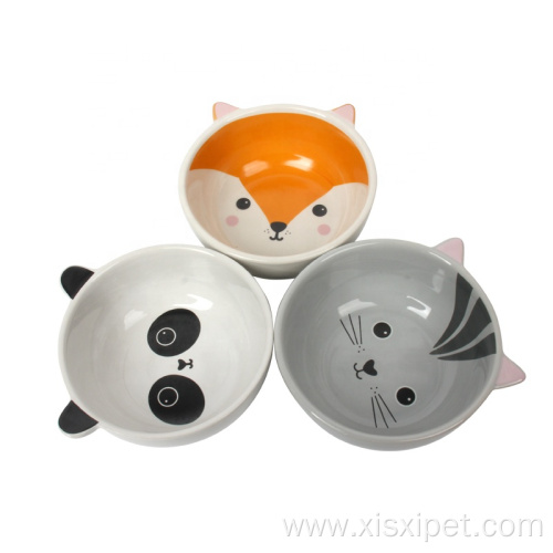 Ceramic Pet Cat Dog Food Bowl With Stand